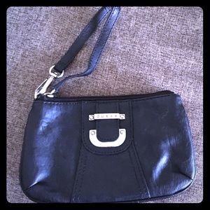 GUESS black leather wristlet